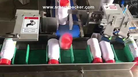 Twin plastic bottle feeding horizontal cartoning machine encasing line for 2 bottles