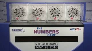 Midday Numbers Game Drawing: Saturday, May 28, 2016