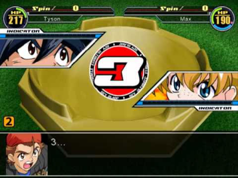 Beyblade V Force [Gamecube] Fight - Tyson (Dragoon) VS Max (Draciel)