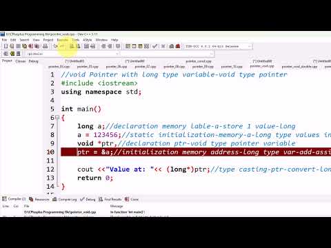 Lecture:102|• Pointer| Void type for long integer type variable| declaration & initialization|Pashto