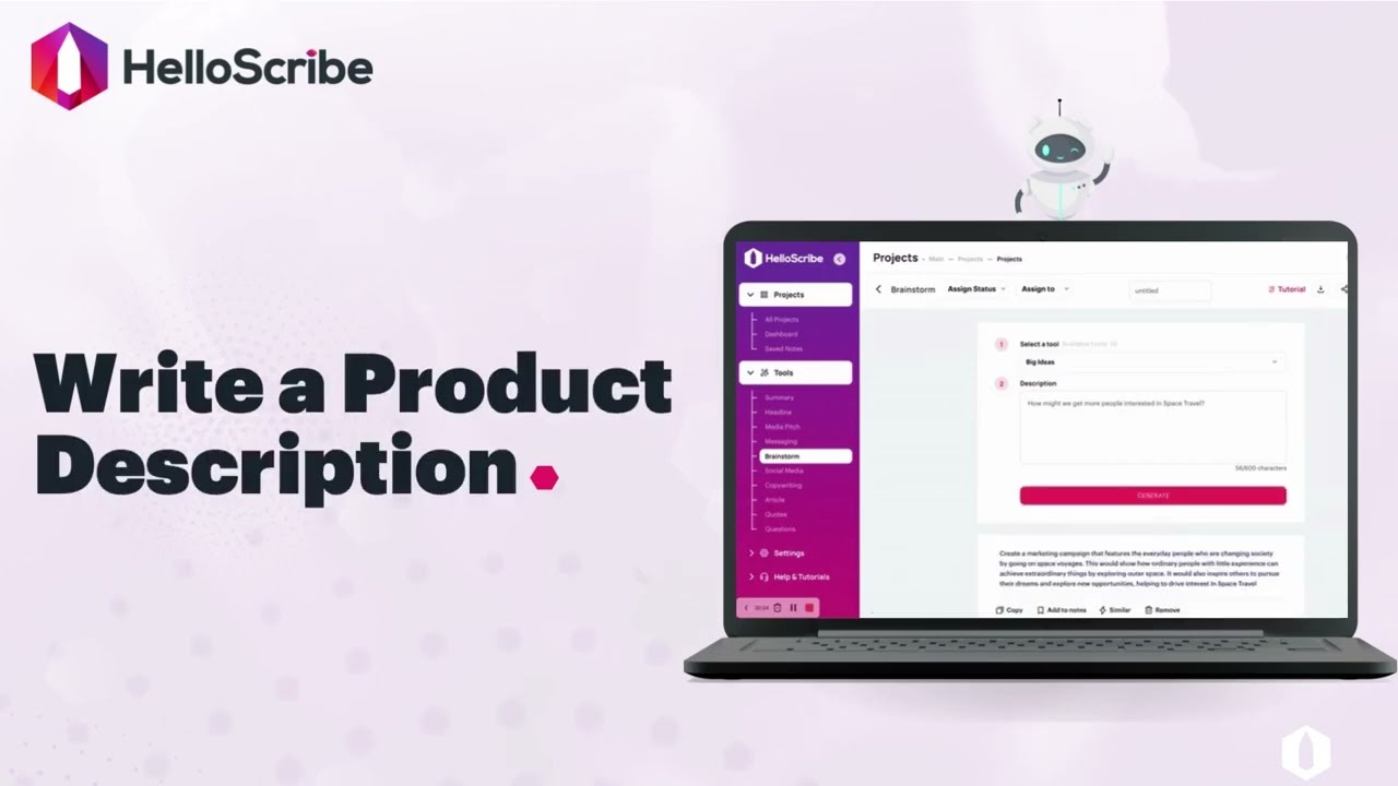 HelloScribe Tutorial - How to Write a Product Description