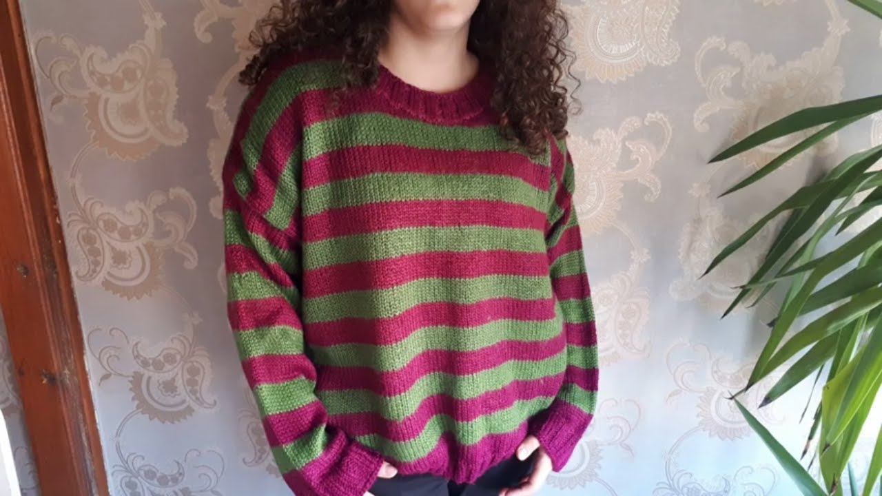 KOL KESMEDEN  ÇİZGİLİ KAZAK YAPIMI | Örgü Kazak Yapımı