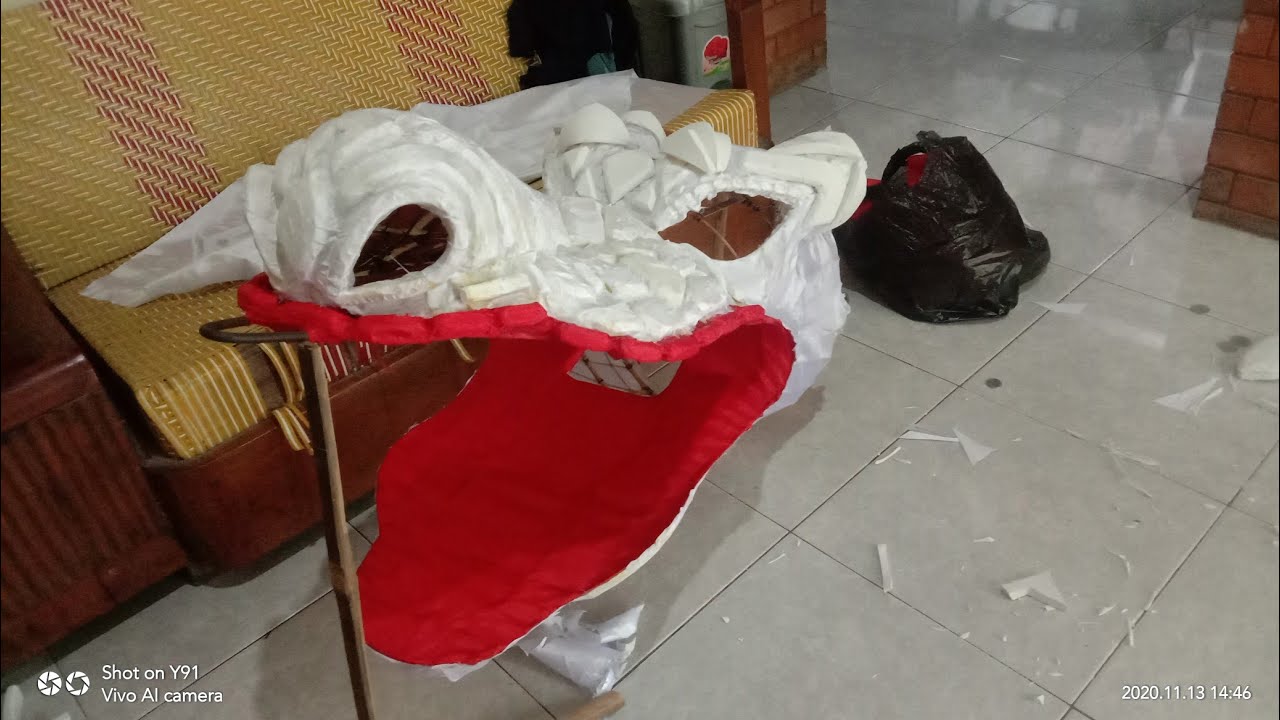 Cara menyampul kepala layangan naga diameter 40 full kain & timbul