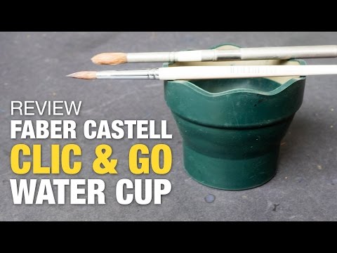 Faber-Castell Clic & Go Portable Paint Water Cup with Brush Holder, Turquoise - Collapsible Paint Brush Cleaner Rinse Cup, Travel Friendly Painting