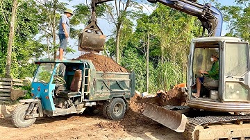 Dượt đuổi công nông 3 khối chở cát cực căng | Máy xúc Doosan múc cát | ô tô tải cát | excavator