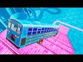 BeamNG Drive USA School Bus Crash – Stairs Jumps Down With Extreme Damage Physics