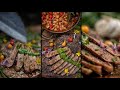 Double Grill Pan Steak With Chimichurri Sauce 🥩 | Outdoor ASMR Cooking