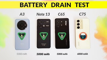Redmi A3 vs Redmi Note 13 vs Poco C65 vs Realme C75 | Battery Drain Test