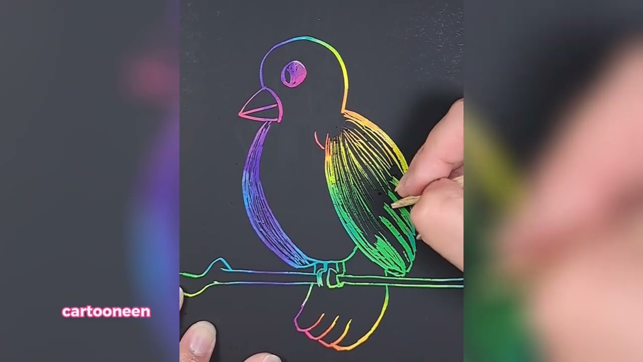 How to draw bird easy | drawing bird on magic scratch book | drawing for kids