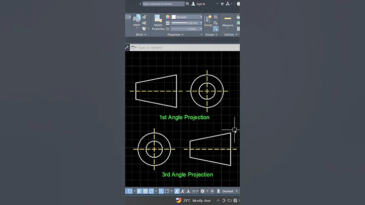 How to create 1st Angle & 3rd Angle projection Symbols in AutoCAD #projections #symbols #autocad2026
