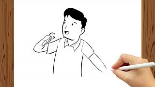 How to Draw Man Singing