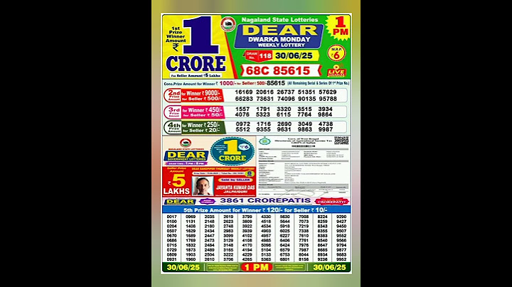 NAGALAND Lottery SAMBAD DEAREVENING 01 PM RESULT TODAY 30.06.2025 STATE DEAR LOTTERY