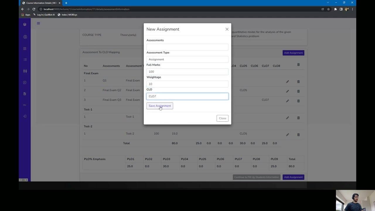 Final Year Project Presentation || Web Online system for Outcome Based Education system