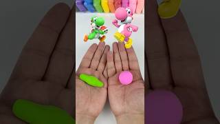 Yellow Yoshi vs Pink Yoshi | Super Mario Color Mixing #supermario #short #clay