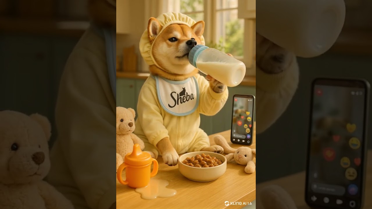 THIS DOG DRINKS MILK LIKE A PRO BABY 