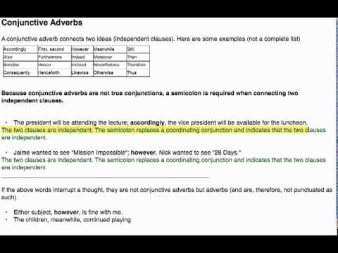 conjunctive adverbs youtube