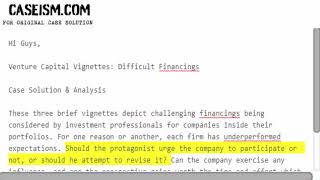 Venture Capital Vignettes: Difficult Financings Case Solution & Analysis Caseism.com