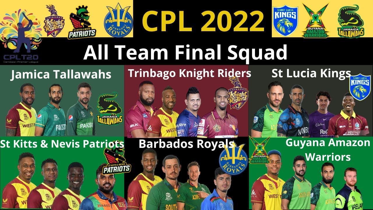 cpl 2022||cpl 2022 all teams final squad|| Caribbean premier league 2022|| CPL 2022  Final Squad
