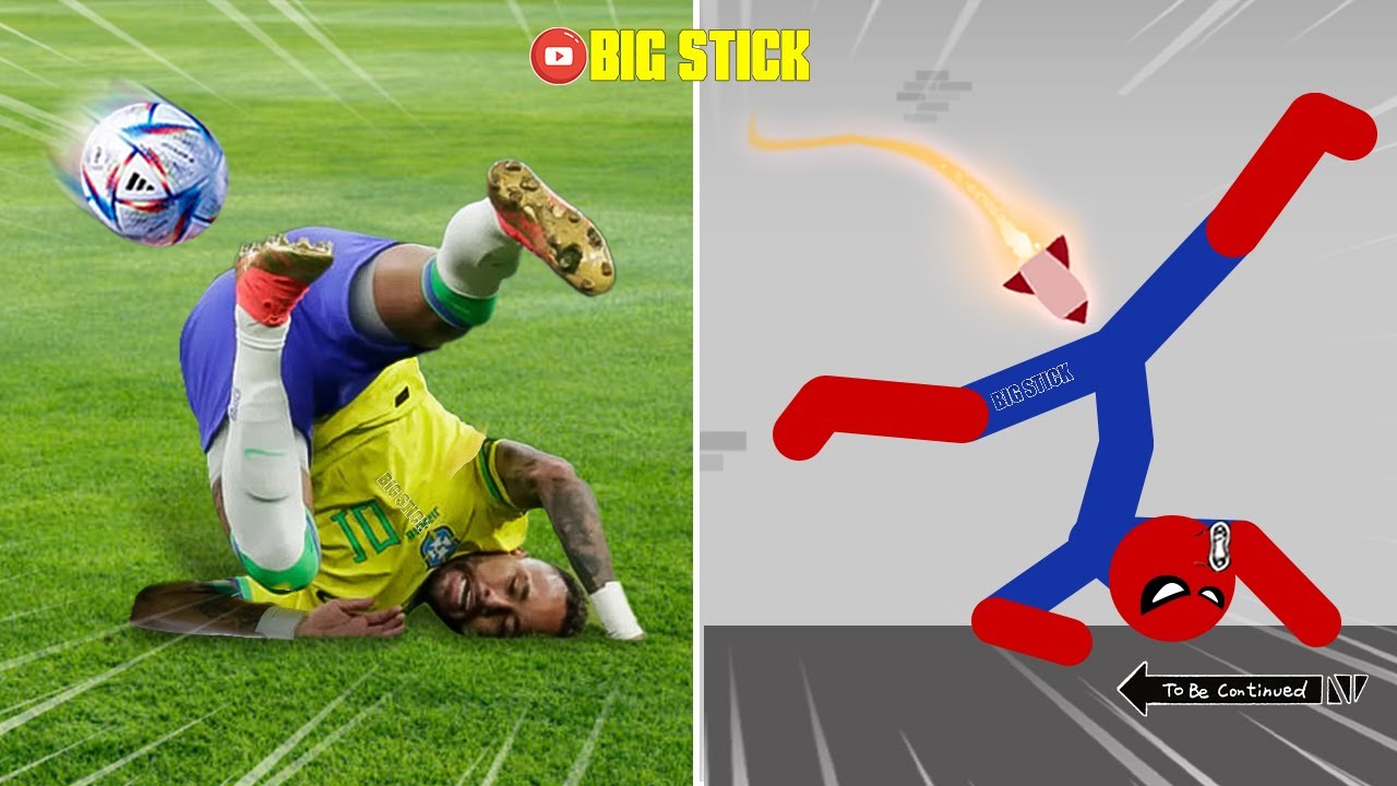 Real Football vs Stickman | Stickman Dismounting funny moments | Big Stick #3