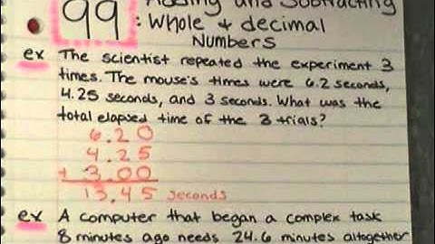 Math 99: Adding and Subtracting Whole and Decimal Numbers