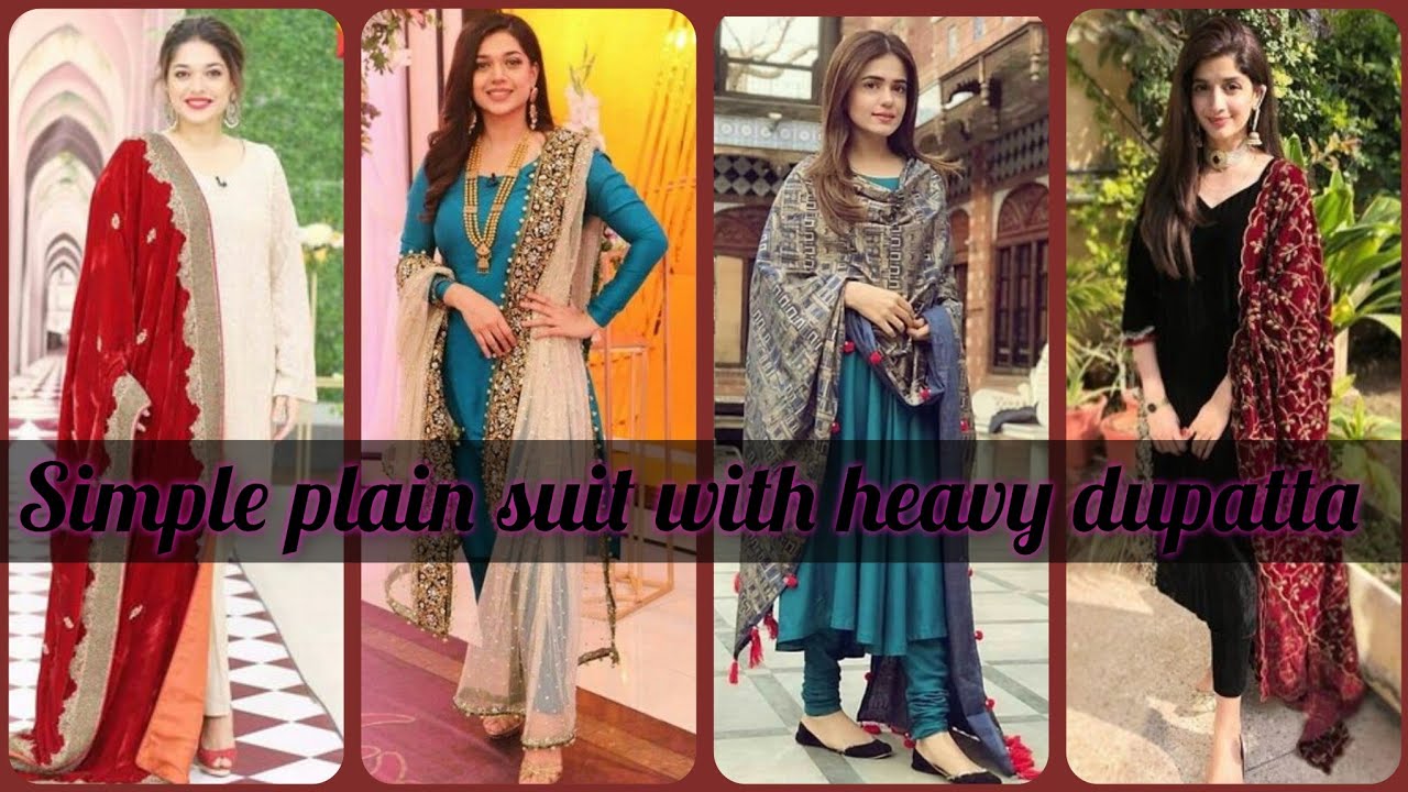 Plain suit design || Plain suit with contrast dupatta || Plain suit design  2020 - YouTube