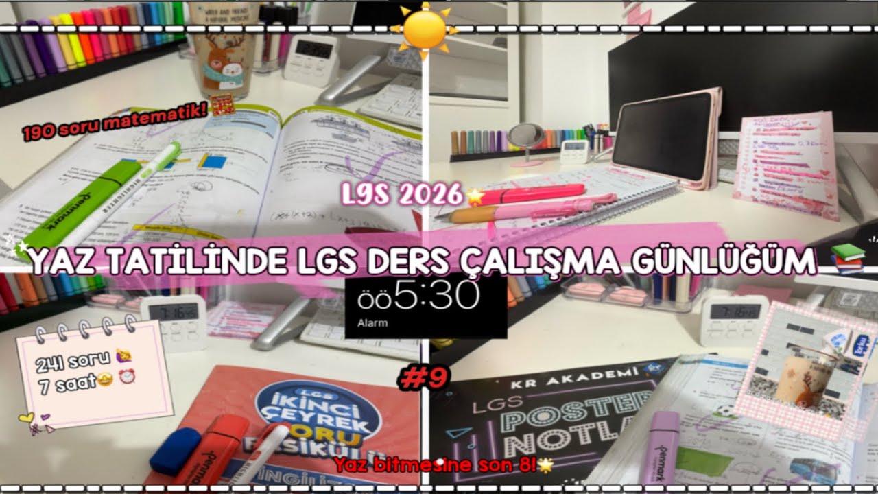 📚- LGS 2026 YAZ TATİLİNDE DERS ÇALIŞMA GÜNLÜĞÜM / 190 matematik sorusu🖇️/ sabah 5te kalktım ⏰ 