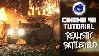Cinema 4D Realistic Battlefield Speed Art Octane Render