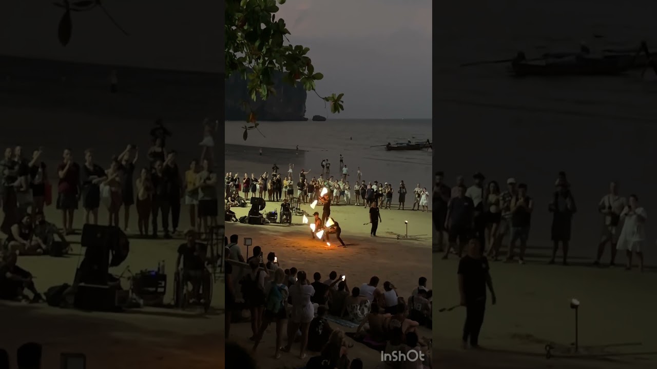 🔥 Sunset fire show on the beach—watch the flames dance with the waves! 🔥  