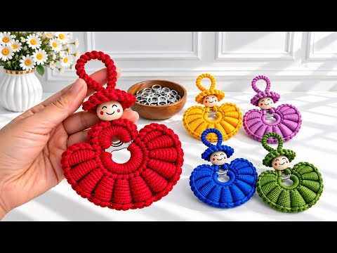 Don’t Miss! How to Crochet This Stunning Flower Keychain | Easy Crochet Tutorial 