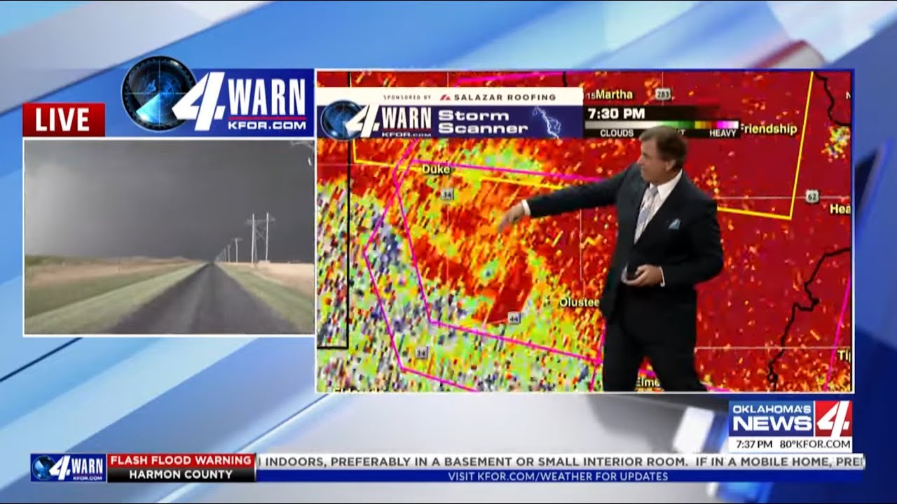 KFOR Coverage of 5/23/2024 Large Tornado Near Duke, OK - YouTube