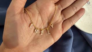Personalized Diamond Initial Necklace | Elegant Letter Pendant in Gold #emily