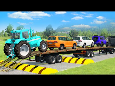 Flatbed Truck Mcqueen | Transportation with Truck - Pothole vs Car #95 - BeamNG.Drive
