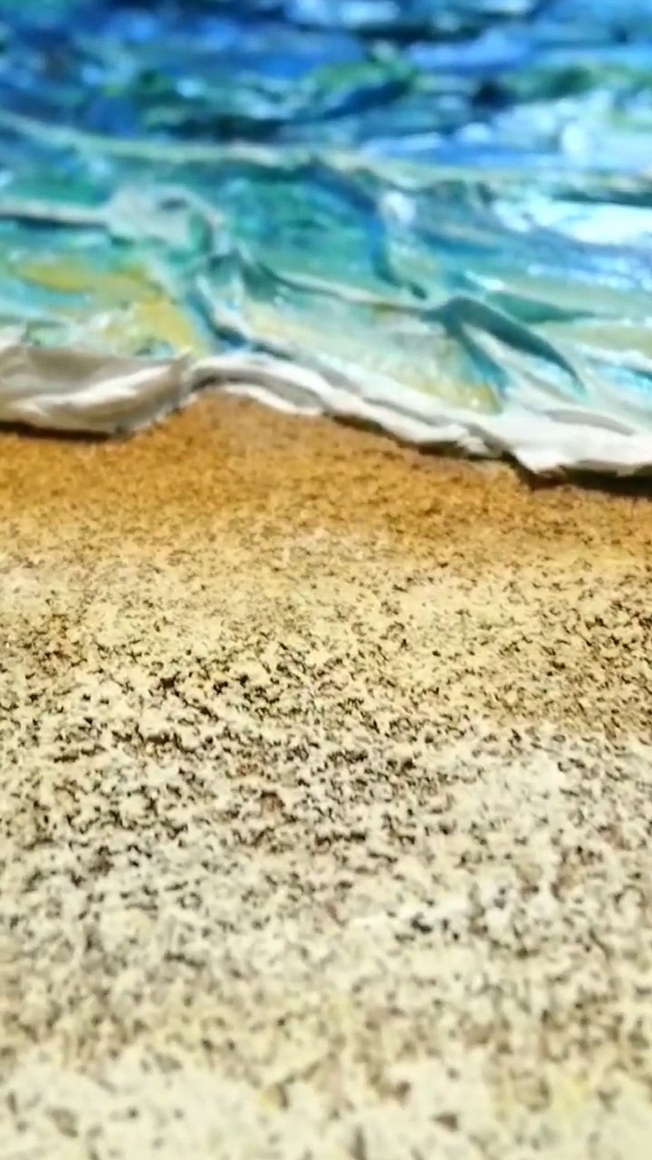 油絵 油彩 油彩画 絵 絵画 【海の砂浜】 油絵 油彩 油彩画 絵 絵画 六角型【海の砂場】 | HIROSHI1990
