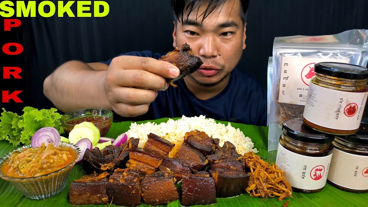 ⁣SMOKED PORK Mukbang +RECIPE//CHICKEN BEEF PORK ACHAAR & SINGJU||
