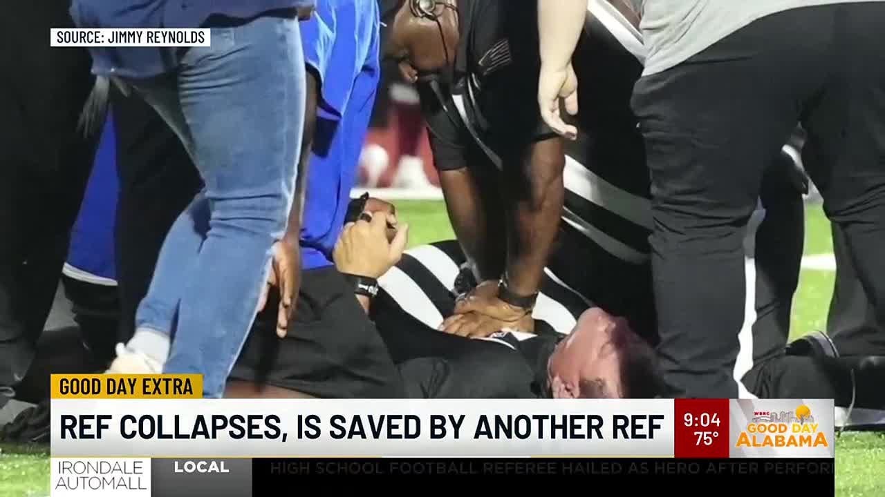 Referee Fall Referee collapses during game, saved by another ref - YouTube