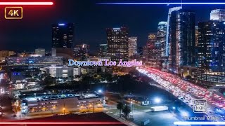 Cinematic 4K urban aerial timelapse of Downtown Los Angeles freeway with rush hour traffic🔥🔥