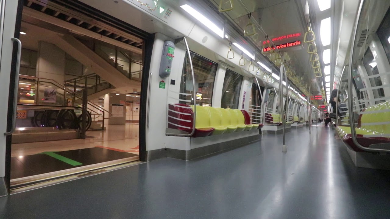 Singapore train ride from Marina Bay to Nicoll Highway MRT station ...
