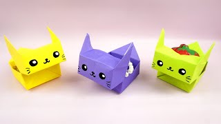 Basteln mit papier: Katzenbox falten - Katze basteln | Tiere falten aus papier