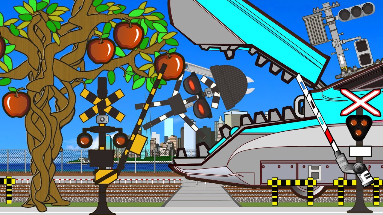 踏切アニメ とりかえるはやぶさとドクターイエローとふみきり Various Railroad Crossing and train railway level crossover　 電車動画