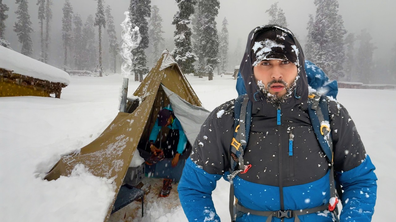 Hot Tent Camping in 5ft Snow | Extreme Snowfall Survival Vlog