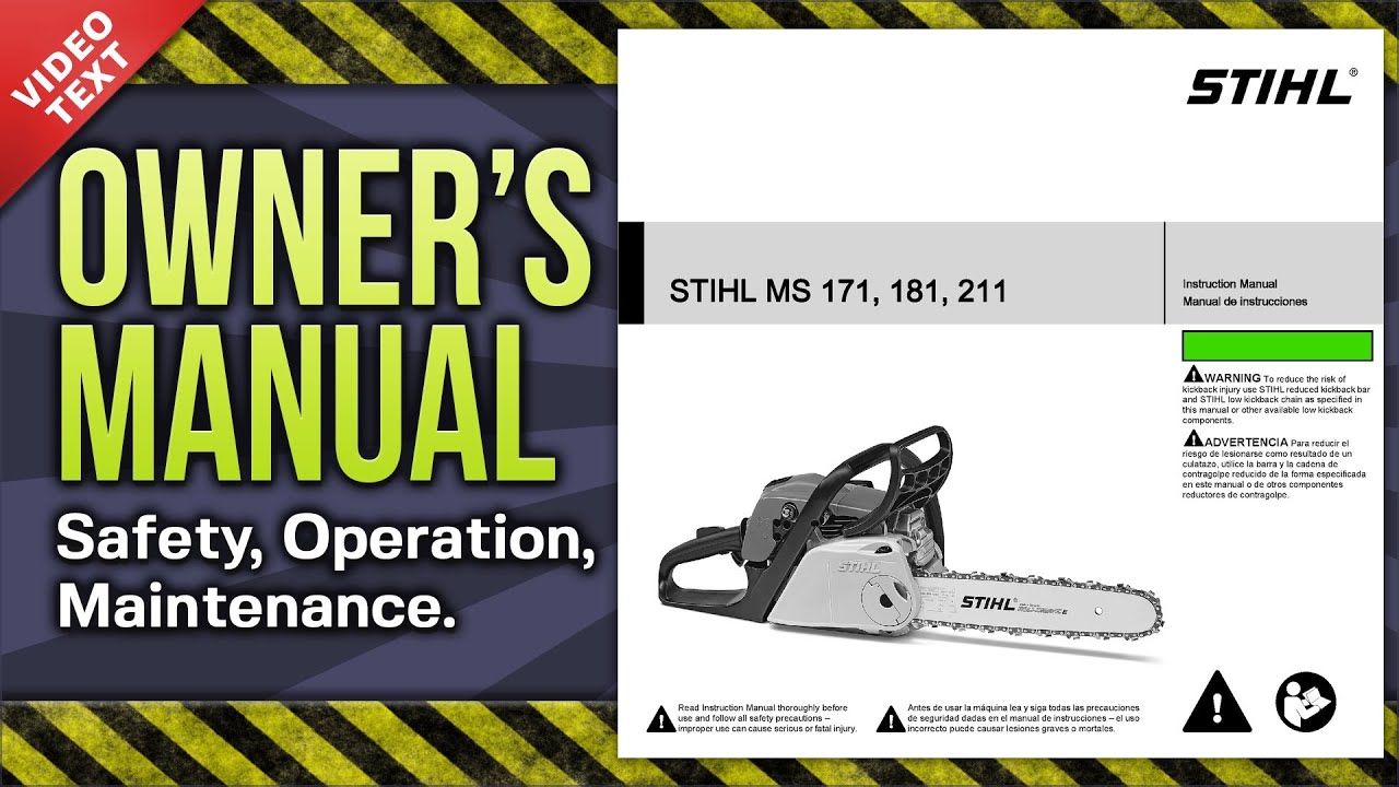 Owner S Manual Stihl Ms 171 181 211 Chain Saw Youtube