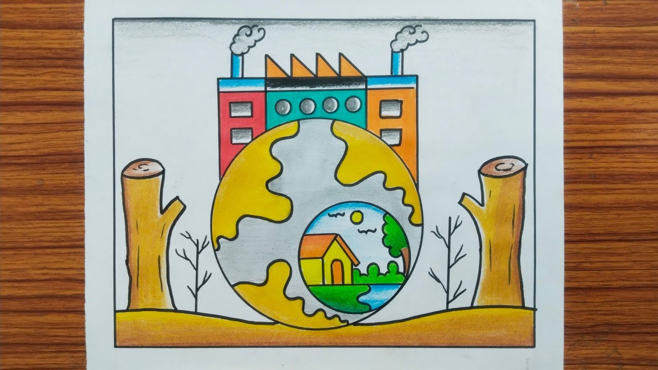 World Environment Day Drawing / Stop Pollution Drawing / Save Earth ...