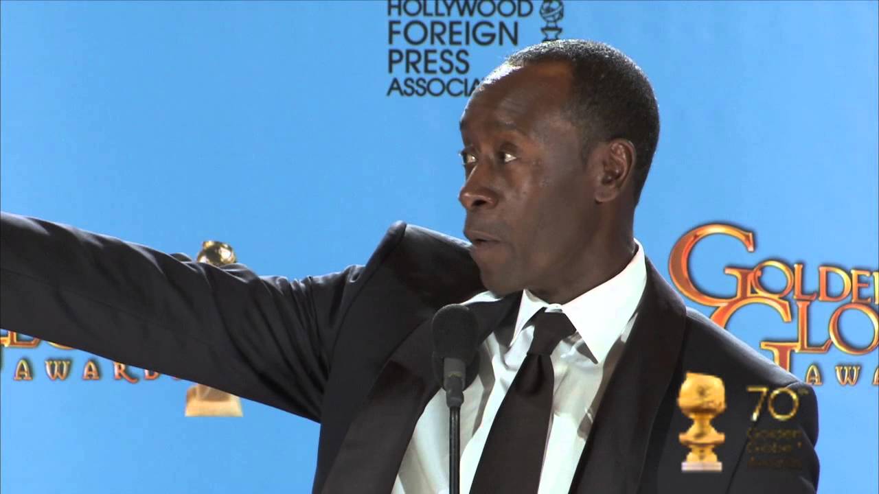 Don Cheadle, best actor TV series/comedy - backstage interview - Golden Globes 2013