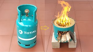 Multi purpose wood stove  a creative idea from cement and old gas cylinders