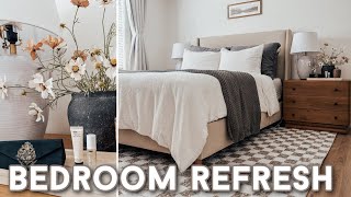 MASTER BEDROOM REFRESH &amp; HOME DECOR RE-STYLE | DECORATING IDEAS | STYLING NEW ROOM DECOR ON A BUDGET
