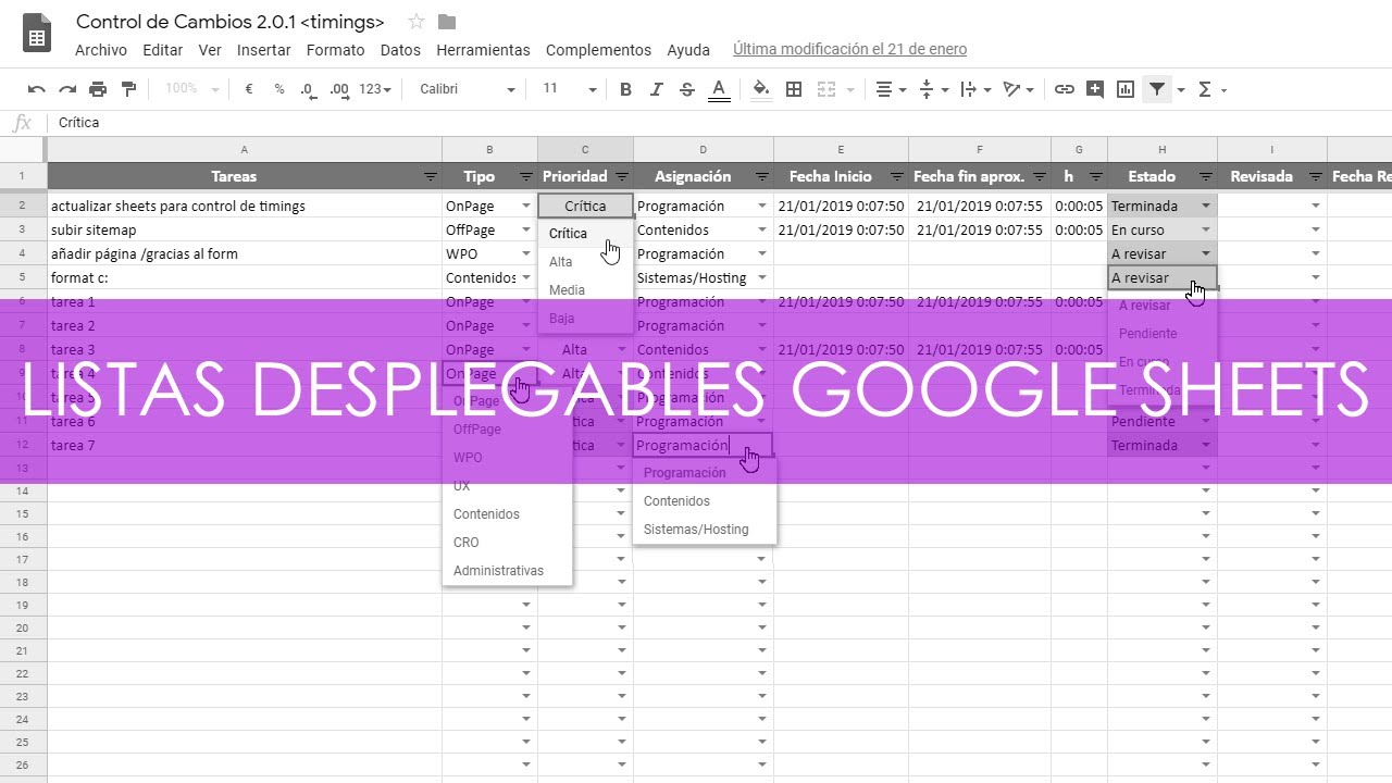Listas Desplegables O Drop Down Lists En Google Sheets Alternativa A Excel Youtube