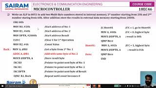 Lecture Video_18EC46_Module 3_10_Multi Byte Addition_Halesha H R