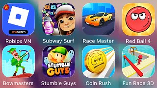 Roblox,Subway Surf,Race Master 3D,Red Ball 4,Bowmasters,Stumble Guys,Coin Rush,Fun Race 3D screenshot 4