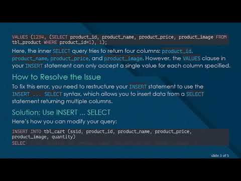 How to Fix the MySQL Error: # 1241 - Operand should contain 1 column(s)