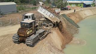 Supper Energy Skills Unloading Soil On Downhill In Water With Dozer Pushing & Grading Making Road by TV Machine Cambodia 8,381 views 11 days ago 1 hour, 9 minutes